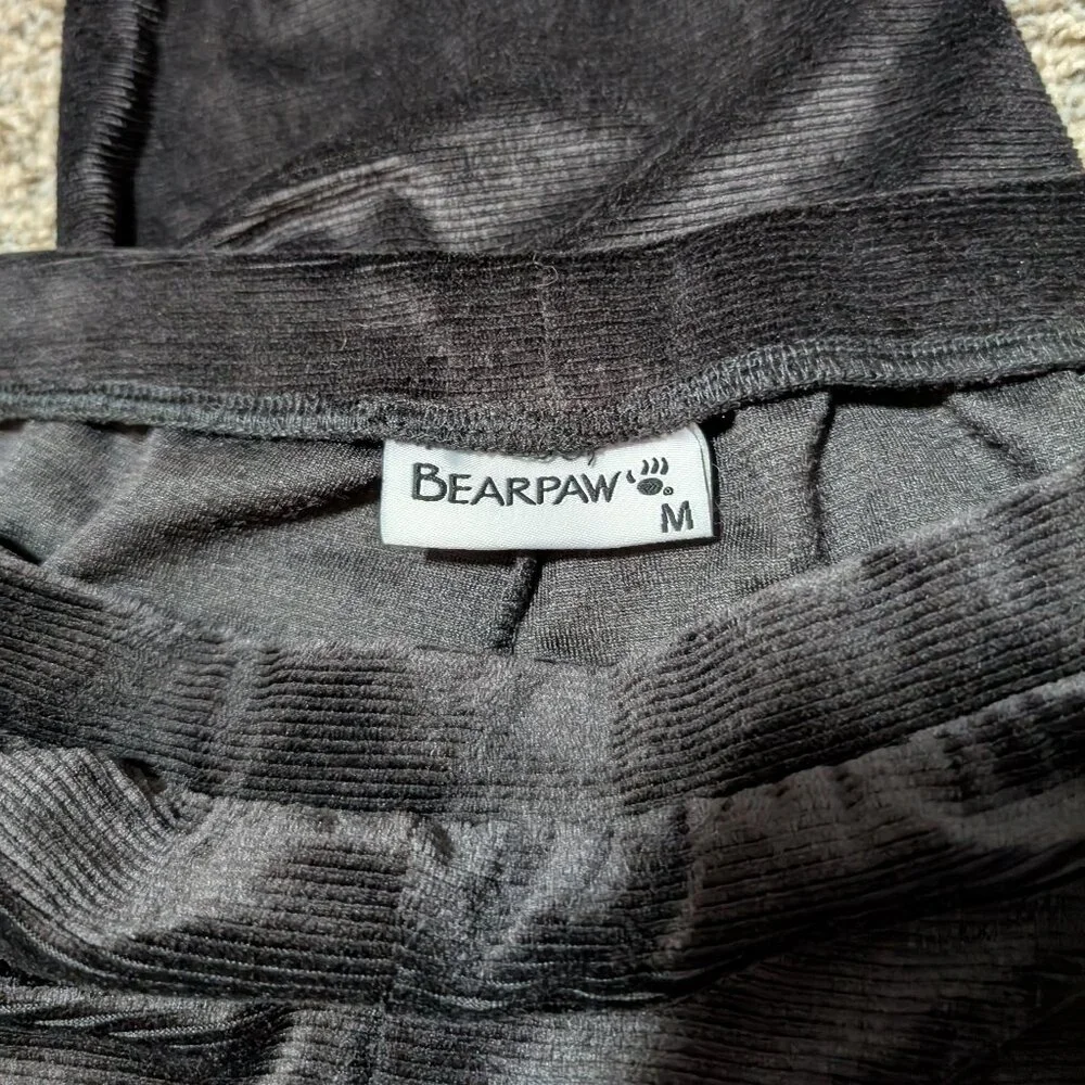BearPaw‎ Black Velour Corduroy Slim Ankle Lounge Stretch Pants Women's Medium